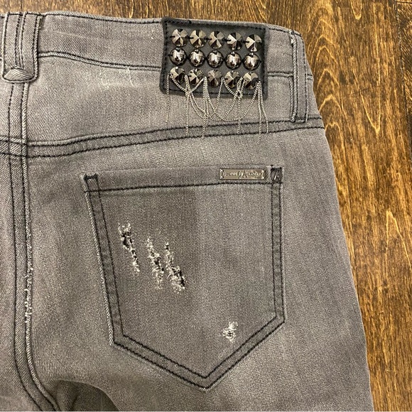 Marciano grey stretch power skinny jean with lace and stud details - Picture 3 of 7